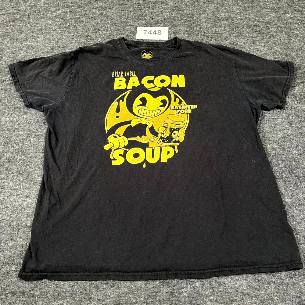 Bendy and the Ink‎ Machine T Shirt Mens 2XL Black Gaming Bacon Soup Graphic